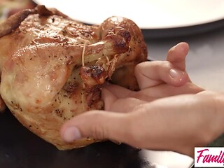 Cum Hungry Babe Britt Blair Dives in Deep For Taste of Swapbro's Turkey Flavored Dick