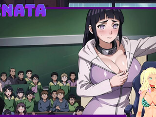HINATA the TEACHER of the academy. She unzips her and exposes her breasts. Shinobi Secrets 14