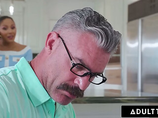 ADULT TIME - Pervert Lilith Grace Uses Stepmoms Phone To Tease New Stepdad With Feet &amp_ Dildo Videos