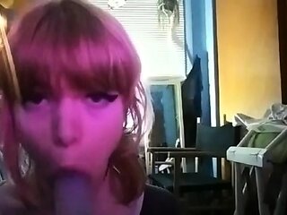 Cumbrain Topless Blowjob With Dildo On Homemade Tape