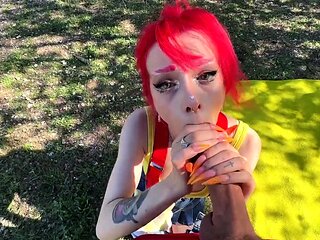 Outside Pokemon Battle Ash and Misty gets Hot an Wet