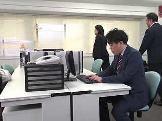 Female Office Worker in Black Pantyhose - Cut 1