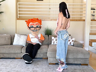 I told black haired Alexa Chains to raise her skirt then she gave me a wet blowjob