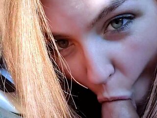 Amateur redhead blowing pov style