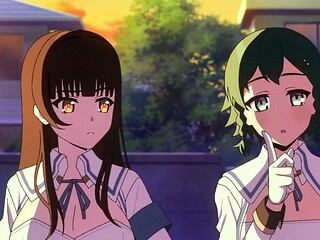 Shy girls bond over hugs as new senpai brings xxx comfort