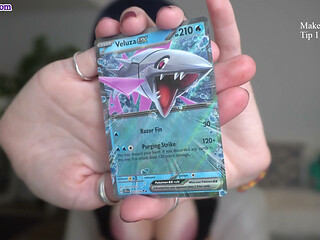Amateur MILF Topless Pokemon Card Opening - Grey Desire
