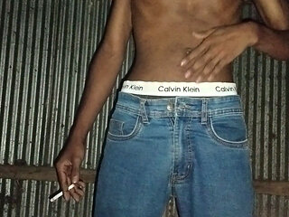 Handjob with smoking