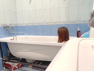 Step Daughter Takes a Bath
