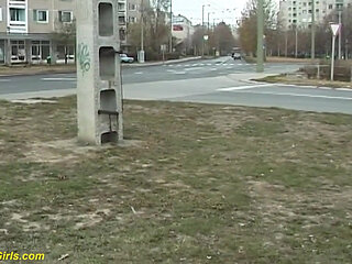 Crazy girl peeing in outdoor