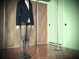 Office nympho girlfriend tied up in Shibari bondage