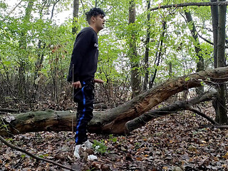 Intense Masturbation - 2 Cumshots, Second Cumshot Bigger Than First - Rainy Day Cum in Forest