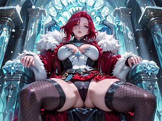 Ice Queen Unleashed! Red Hair, Icy Armor, and a Lazy Bedroom Vibe