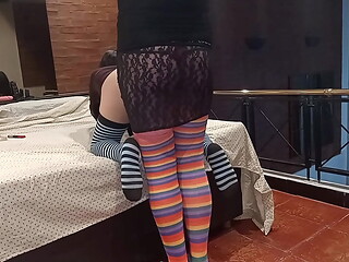 boy dressed as a woman,Doggy style woman