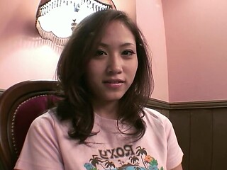 Japanese teen masturbates before sucking a fat dick