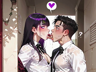 Goth Trans Femboy Couldn't Resist and Sat on Her Best Friend's Cock for the First Time. Hentai Yaoi Animation.