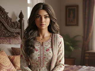 A Indian Desi girl Alon at home, Ai video