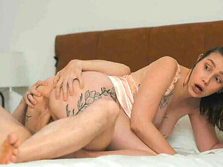 Step Mom and Step Son Share Hotel Bed - Hot Russian MILF Rides Him Hard