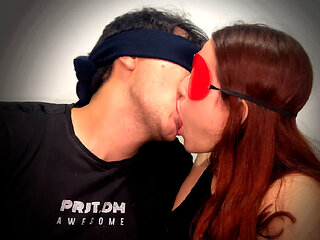 Stepsister deeply kisses her stepbrother with a tongue wet with saliva