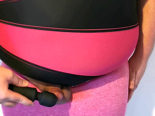 -Viewer request- Fat guy lets his little cock cum on me in my swimsuit and leggings.