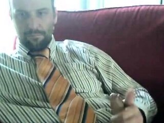 Amateur Bear Daddy Jerks Off in Suit