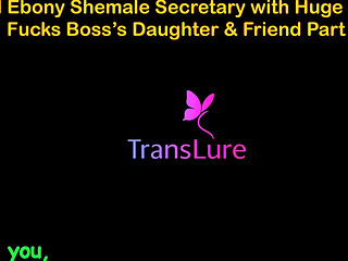 English Audio Sex Story - Tall Ebony Shemale Secretary with Huge Cock - Fucks Boss's Stepdaughter & Friend - Part 3