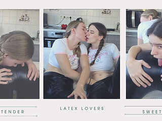 Latex Obsession: Blonde & Brunette Show off Their Fetish Leggings