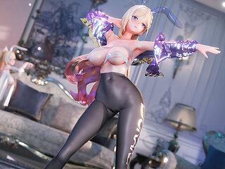 [mmd] Yolandel Pike Me Black Silk Racing Suit Big Breasts Strap-on White Tiger Pussy Yoga Suit