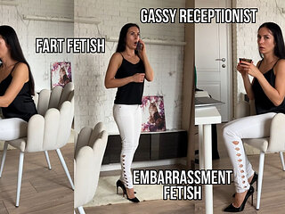 The Gassy Receptionist - Accidental Office Farting in Jeans