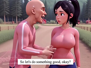 (Kak Ros, HD, Part2) ugly man wants to kiss sex with hot big breasts stepsister again outside