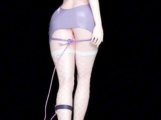 Exid - Hot Pinkwhite Fishnet Stockings; Butt Plug; Twin Ponytails