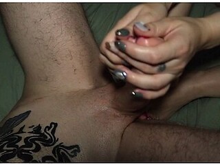 Moaning Wife Gives Oiled Footjob And Handjob