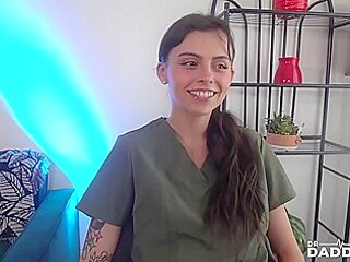 Naughy Nurse Angel Gives Free Cock Inspection