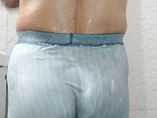 Taking Shower with Bubble Butt.