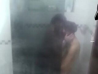 Eating blonde in the shower after training at the gym 03