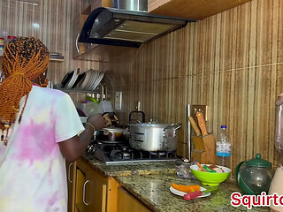 Cooking in the kitchen