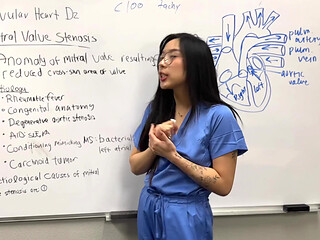 Bombshell Asian slut shows off her devotion and pleases her doctor's cock