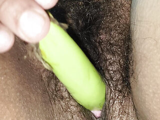 What??? Eggplant and cock  together in pussy