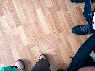 Three Female Students Gathered Together in an Empty Lecture Hall During a Break to Have Sex