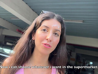 Cumwalk in Public Supermarket - Facial Fetish Outdoor Blowjob