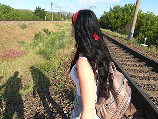 Hot ass teen outdoor fucked under railway bridge