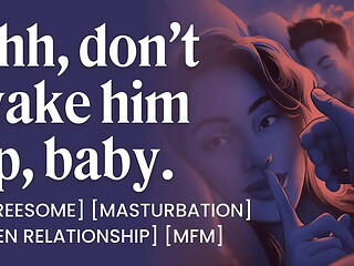 Fucking my husband in the same bed as his best friend ends in a threesome [audio porn for women]
