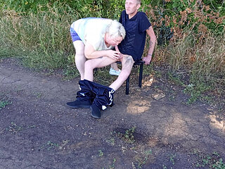 Stepmom Sucks My Dick in a Park on a Bench Until I Cum