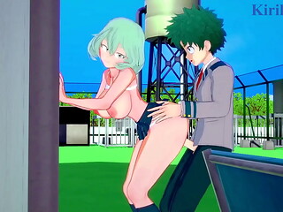 Toru Hagakure and Kaoruko Awata (Bubble Girl) and Izuku Midoriya intense sex. - My Hero Academia Hentai