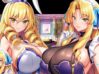 Big-titted animated mummy in a bunny costume gets naughty gameplay action