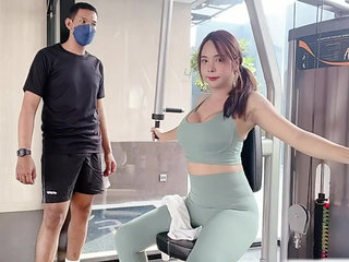 Cute Asian TS makes her trainer leaking