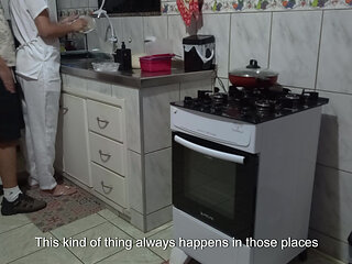 Maid Had Her Ass Used While Washing Dishes.