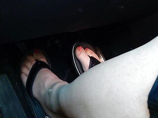 Nylon Feet and Flip Flops in the Car
