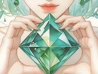 Nude Silhouette in Emerald Geometry