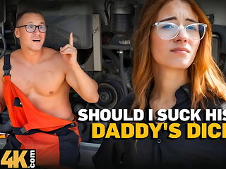DADDY4K. Dirty and sweaty guys make her pussy LEAK!