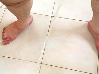 I pee all over the bathroom floor.